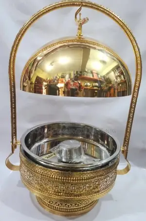 Luxury Buffet Chafing Dish – Gold Dome Lid Food Warmer With Stand