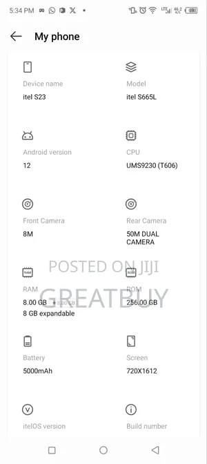 Itel S23 256 GB White