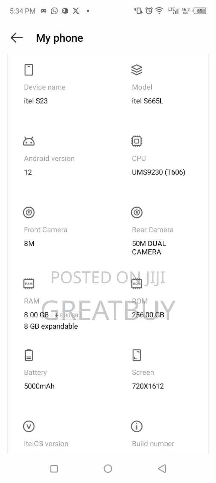 Itel S23 256 GB White