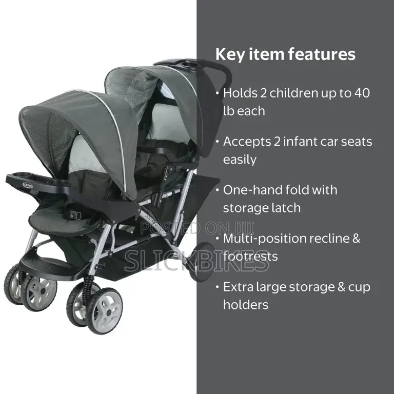 Graco Duoglider Click Connect Double Stroller, Grey