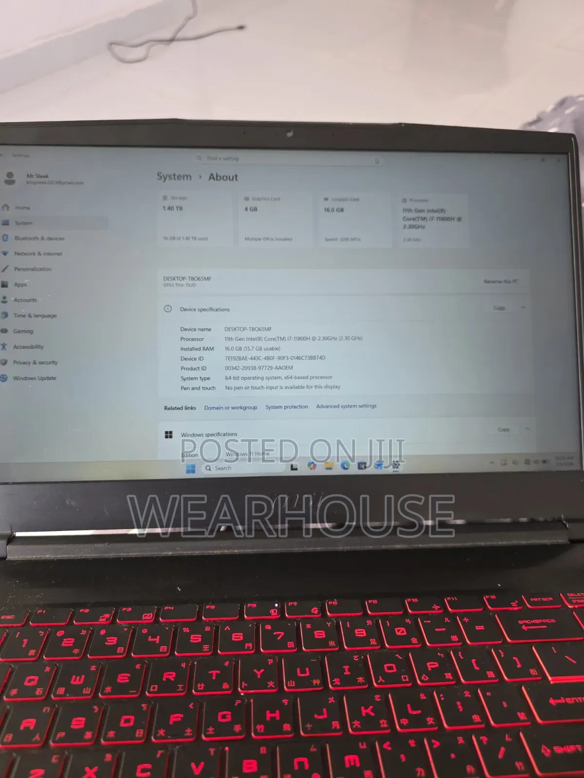 Laptop MSI GF63 16GB Intel Core i7 HDD+SSD 1.5T