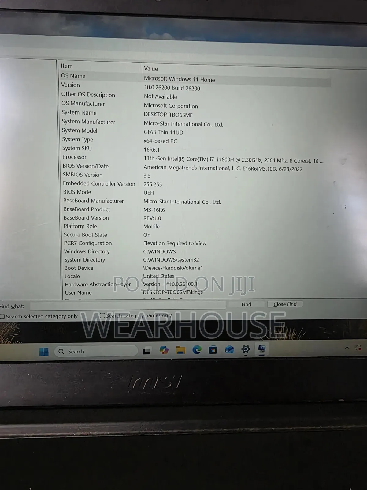 Laptop MSI GF63 16GB Intel Core i7 HDD+SSD 1.5T
