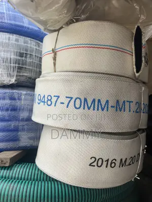 White Canvas Fire Hose Is 70mm in Diameter