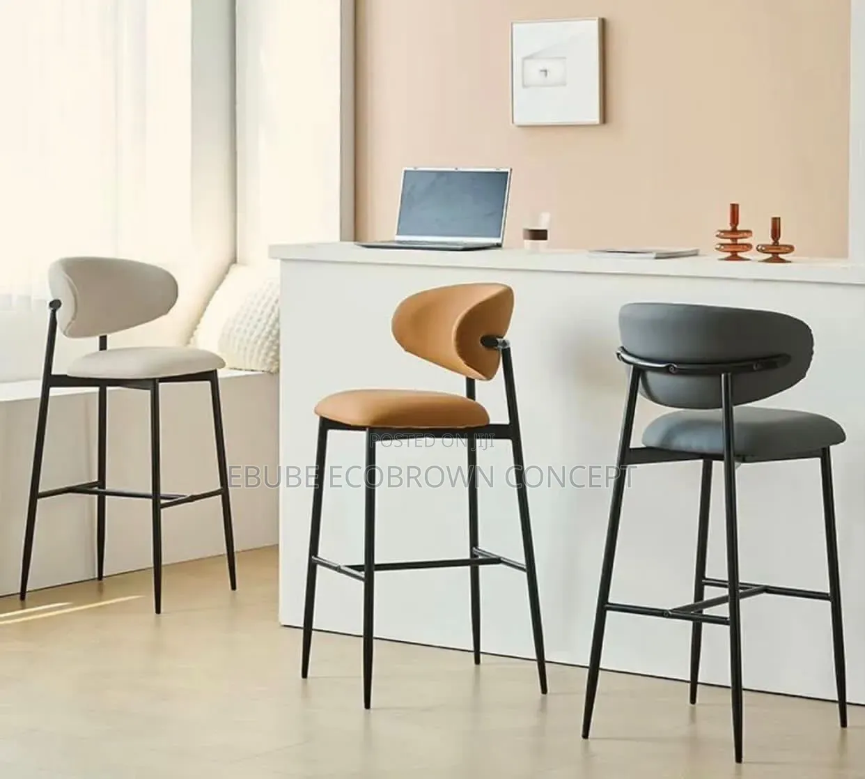 Modern Upholstered Bar Stool / High Chair With a Backrest