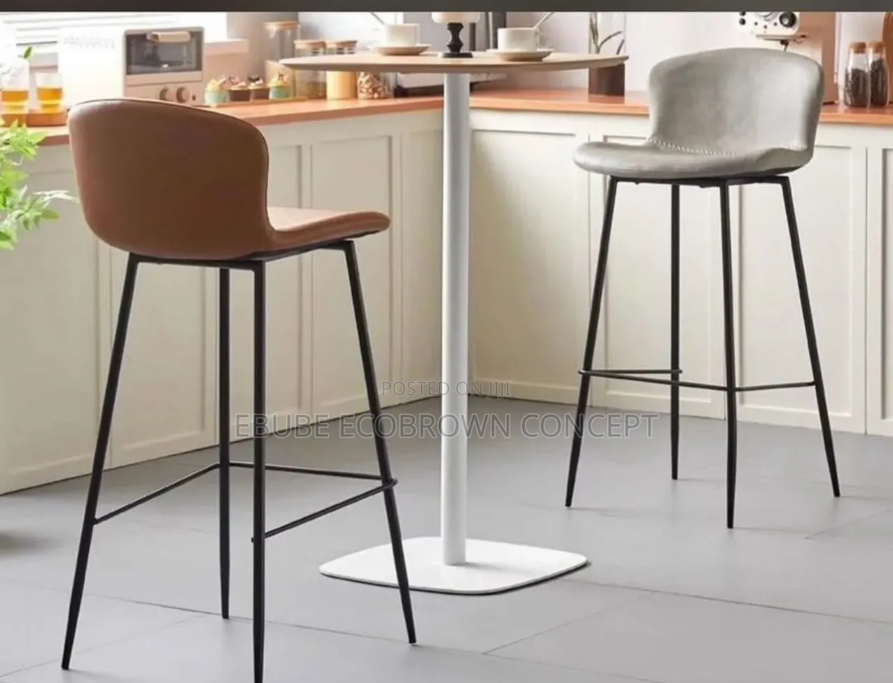 Modern Upholstered Bar Stool / High Chair With a Backrest