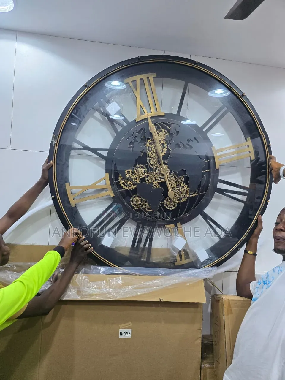 Black Mechanical Wall Clock - 120cm