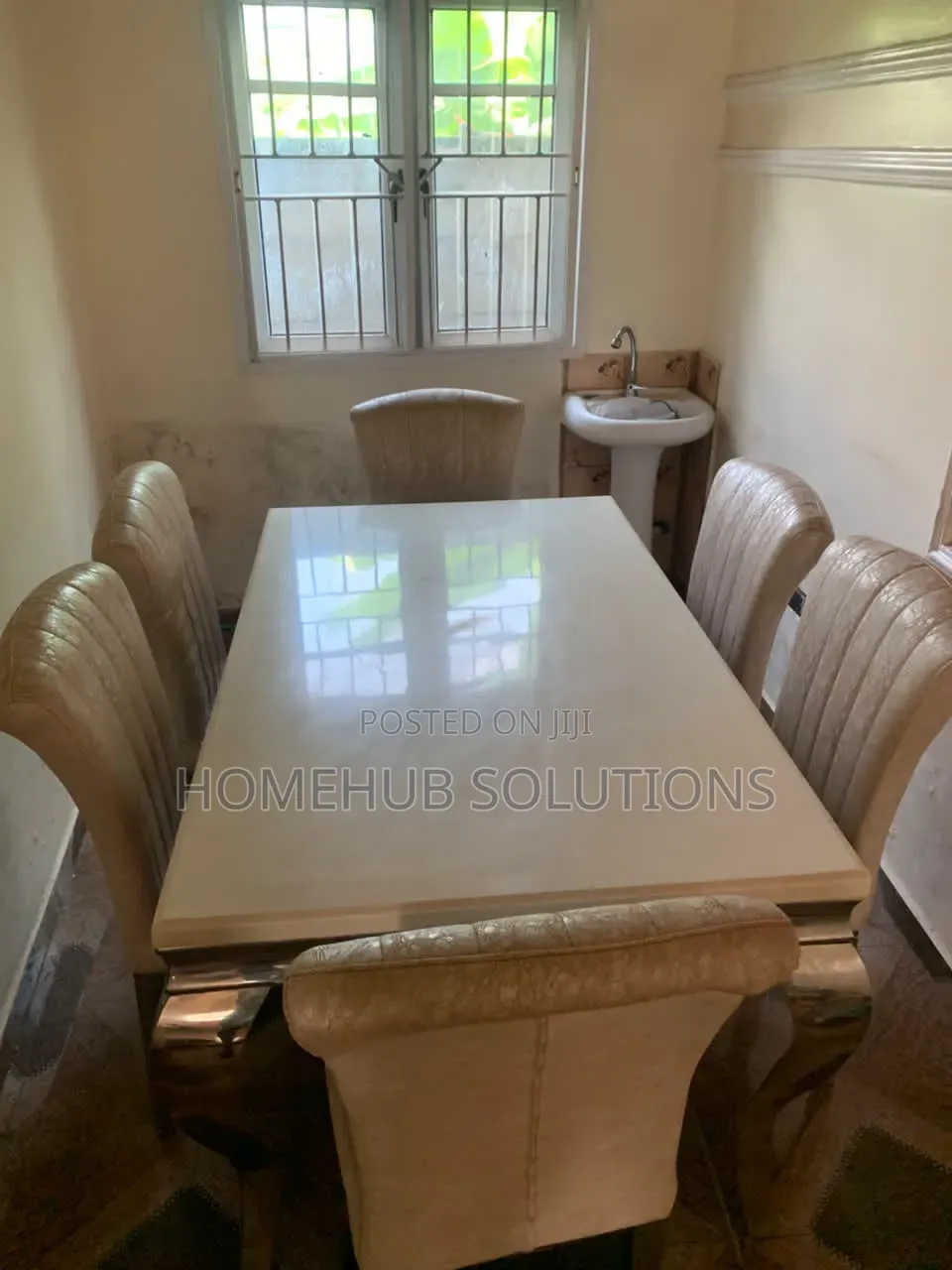 6 Seaters Marble Dining Table Set