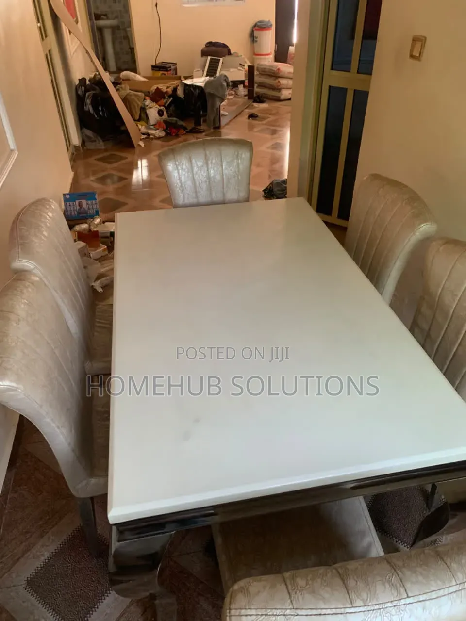 6 Seaters Marble Dining Table Set