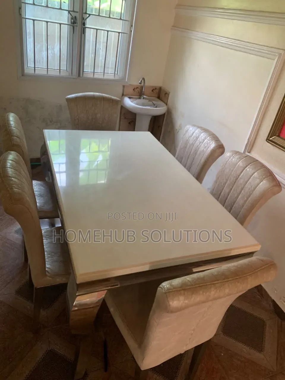 6 Seaters Marble Dining Table Set