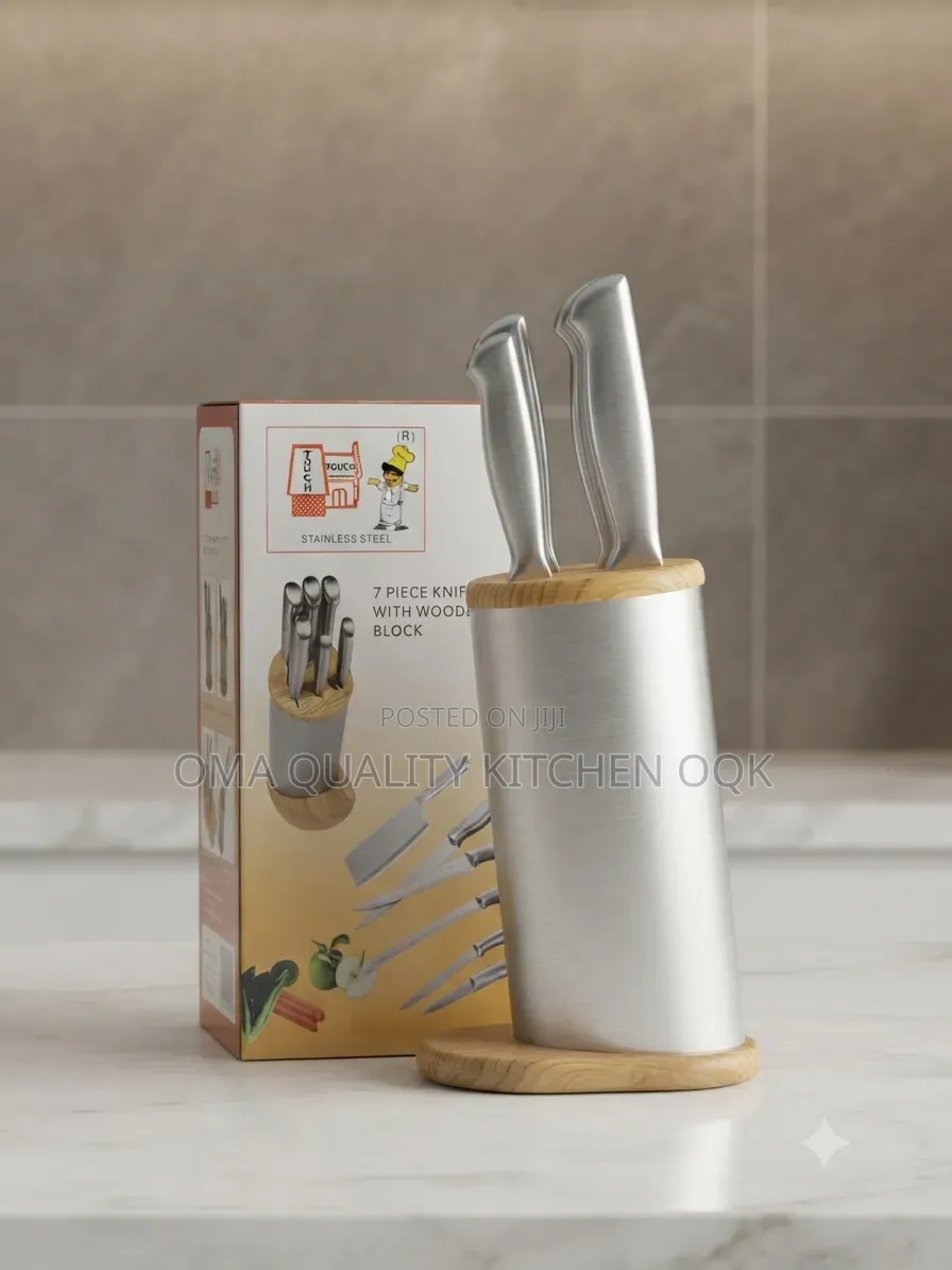 Home Touch 7 Knife Set With Wooden Block.
