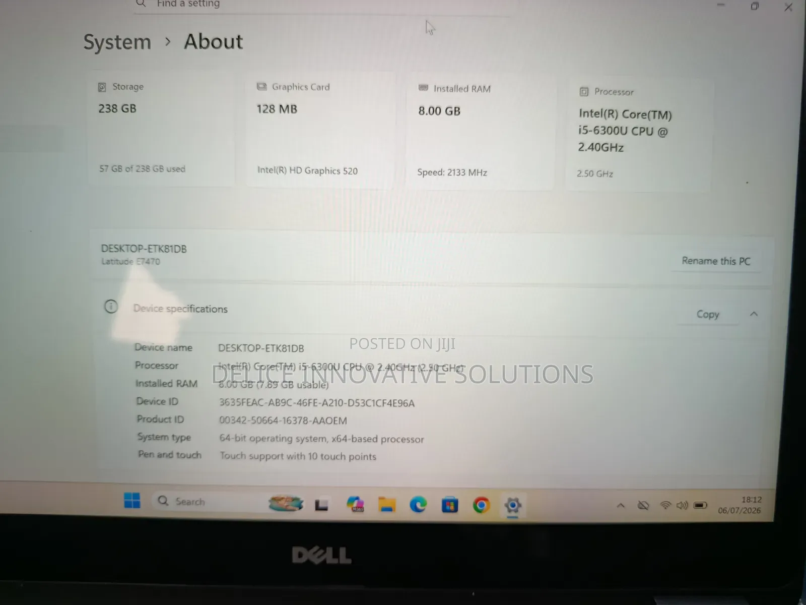 Laptop Dell Latitude E7470 8GB Intel Core i5 SSD 256GB