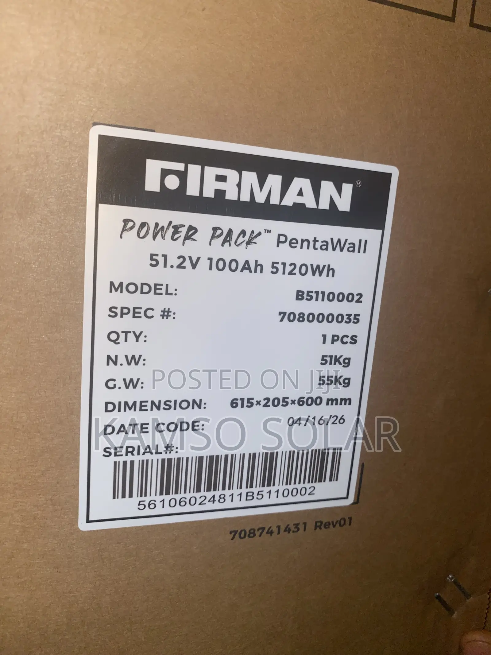 5kwh 48v Firman Lithium Battery