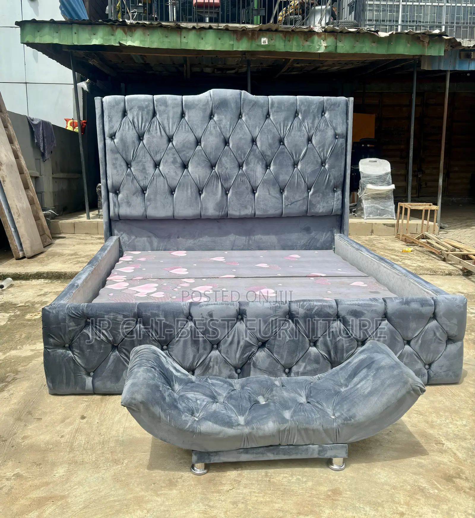 Neatly Made 6 by 6 Tufted Padded Bedframe of High Quality