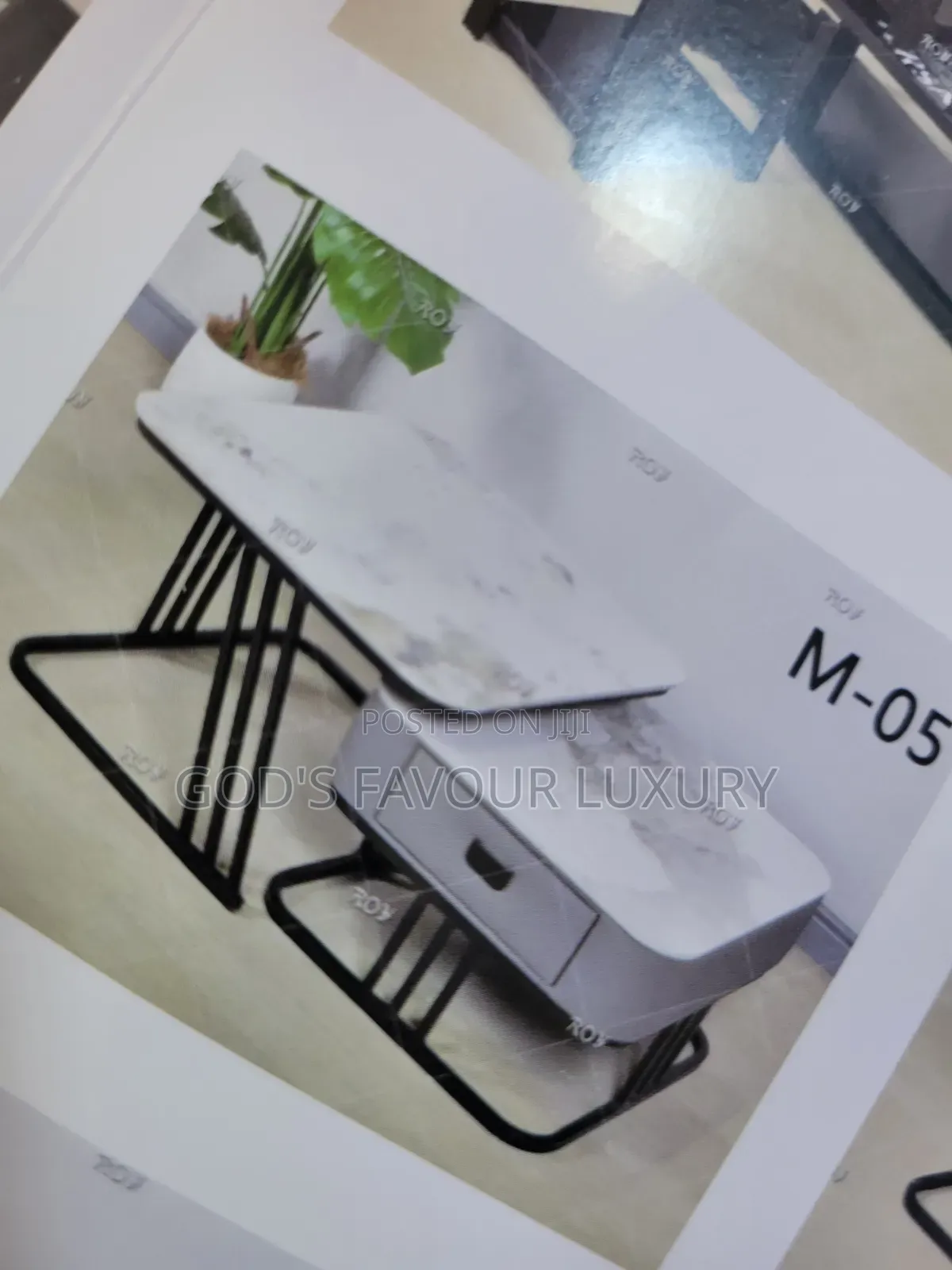 Marble Center Table and Side Stool.
