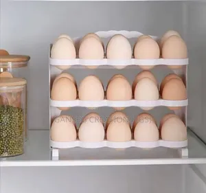 30-Egg Capacity Rolling Egg Storage Rack for Refrigerator Countertop