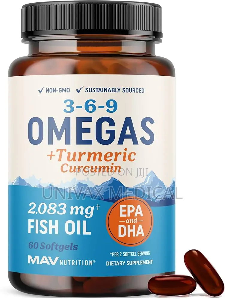 Omega 3 6 9 + Turmeric Curcumin Supplement