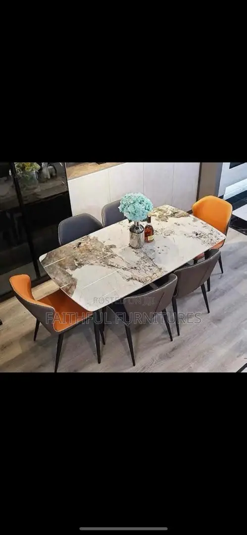 White Marble Dining Table and Chairs