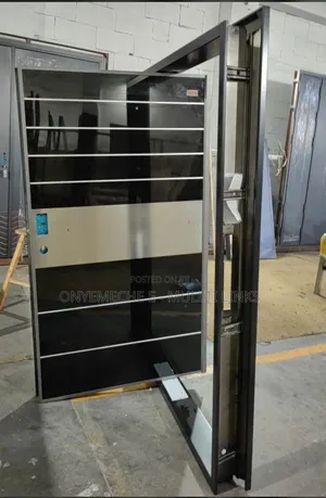 Modern 7ft by 4ft Pivot Door Featuring a Sleek Black Silver Design
