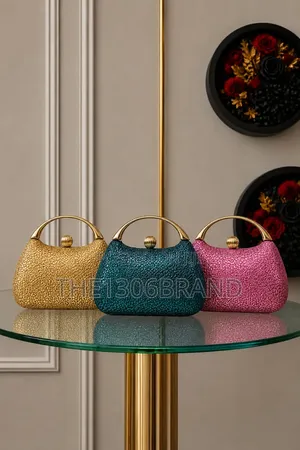 Luxury Textured Metallic Top Handle Clutch Bag Elegant Evening Purse