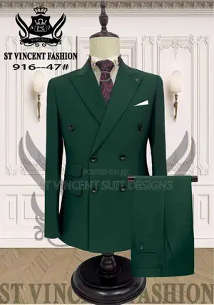 Plain Green Double Breasted Suit