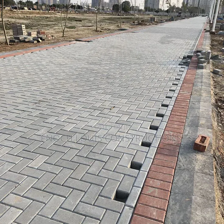 Interlocking Paving Road And Gutter Construction