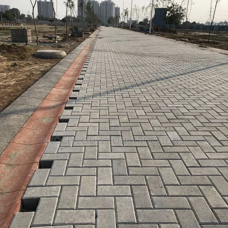 Interlocking Paving Road And Gutter Construction