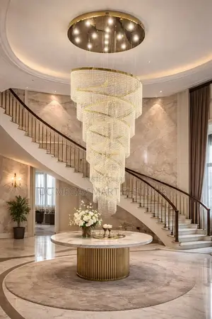 Light Luxury Crystal Chandelier Villa Duplex With Open Living Room