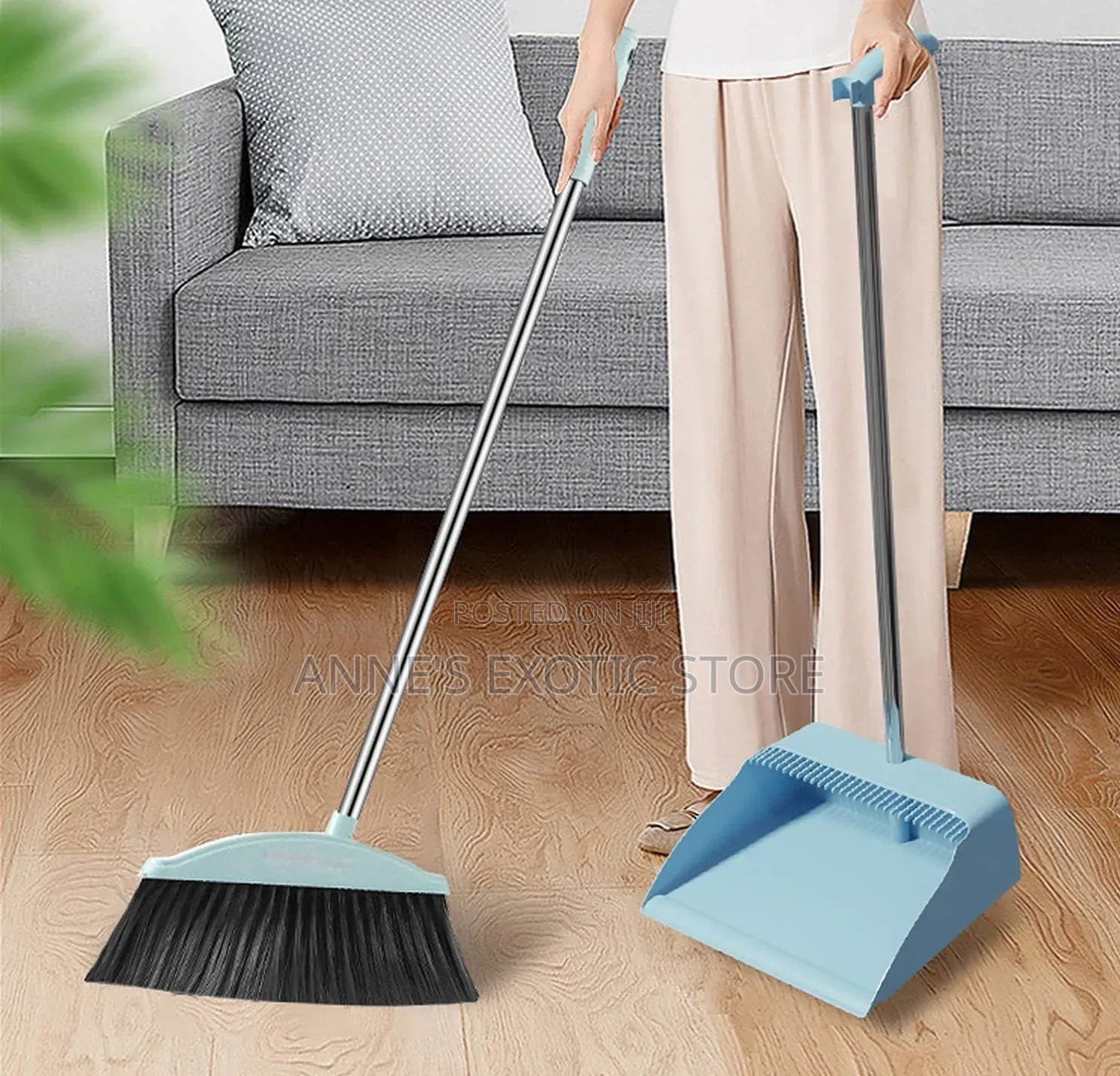 Long Handle Broom and Dustpan Set With Built-in Comb – Cleaning Set