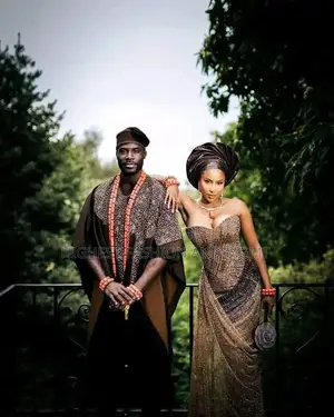 Chocolate Theme Traditional Wedding Outfit for Couple