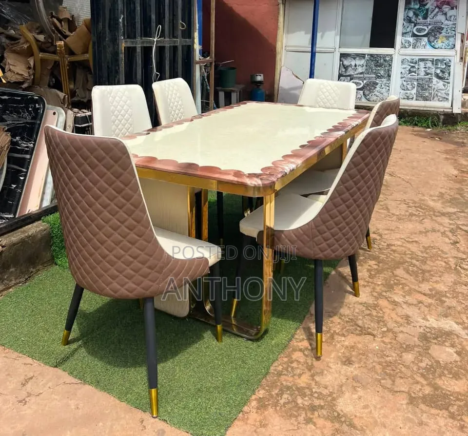 6 Seater Marble Top Dining Table