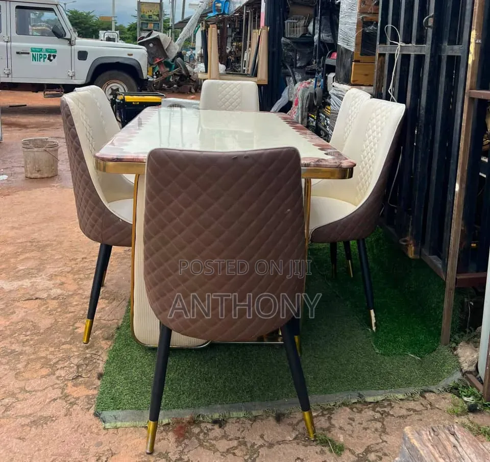 6 Seater Marble Top Dining Table
