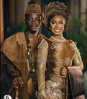 Metallic Gold Bridal Gown Men’S Brown Traditional Set