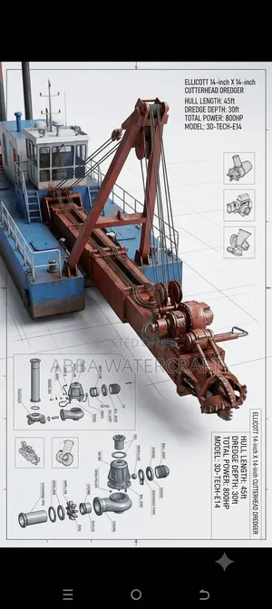 14" × 14" Ellicott 670 Cutter Suction Dredger Available for Lease.
