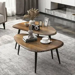 2pcs Luxury Crafted Wood Top Center Table