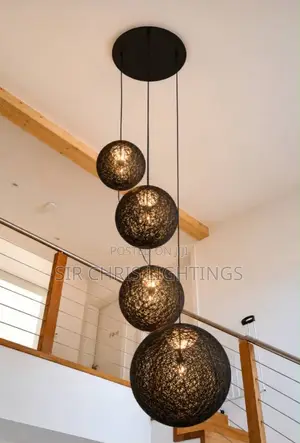 Nordic Rattan Weaving Spherical Chandelier Led Pendant Lights