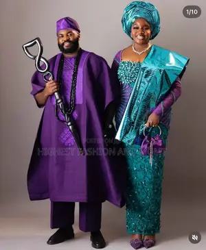 Teal Purple Embellished Bridal Gown Men’S Purple Agbada