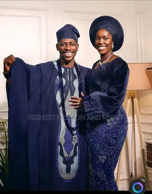 Navy Beaded Bridal Gown Men’S Navy Agbada