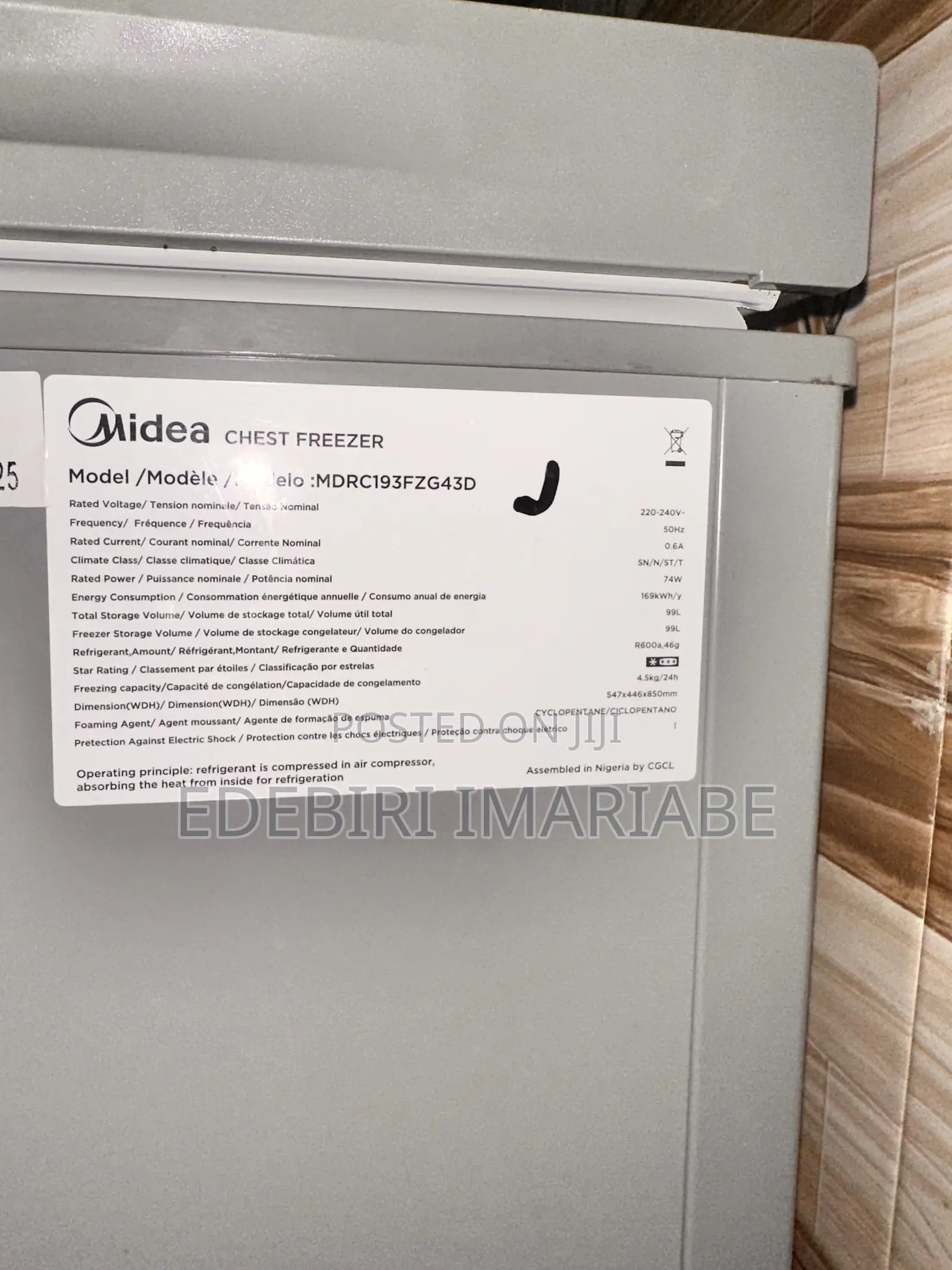 Midea 99litr Deep Freezer , Low Energy Consumption