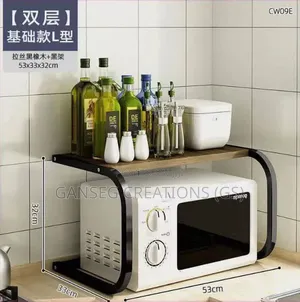 Premium Heavy-Duty Microwave Oven Rack –2-Tier Kitchen Organizer Shelf