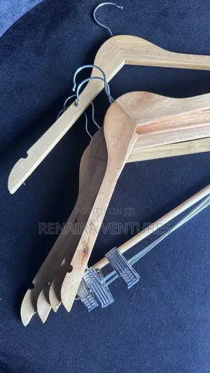Set of 5 Solid Wooden Clothes Hangers | Strong Durable