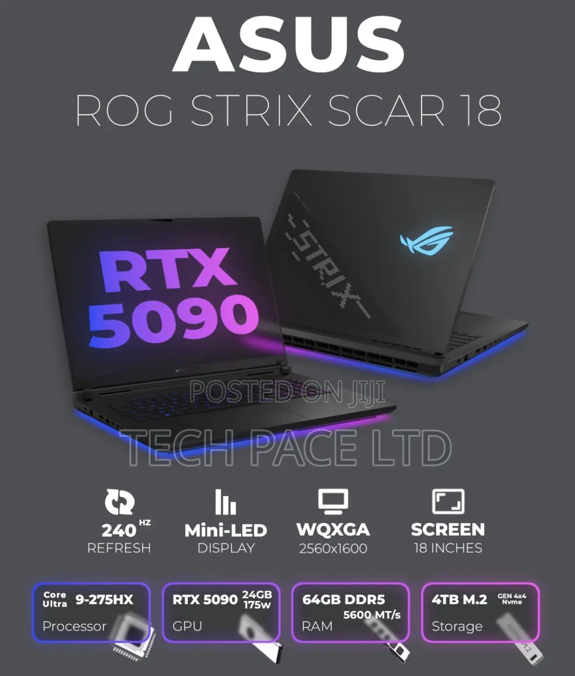 New Laptop Asus ROG Strix SCAR 18 32GB Intel Core Ultra 9 SSD 2T