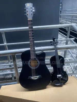 Black Acoustic Guitar and Black Voilin