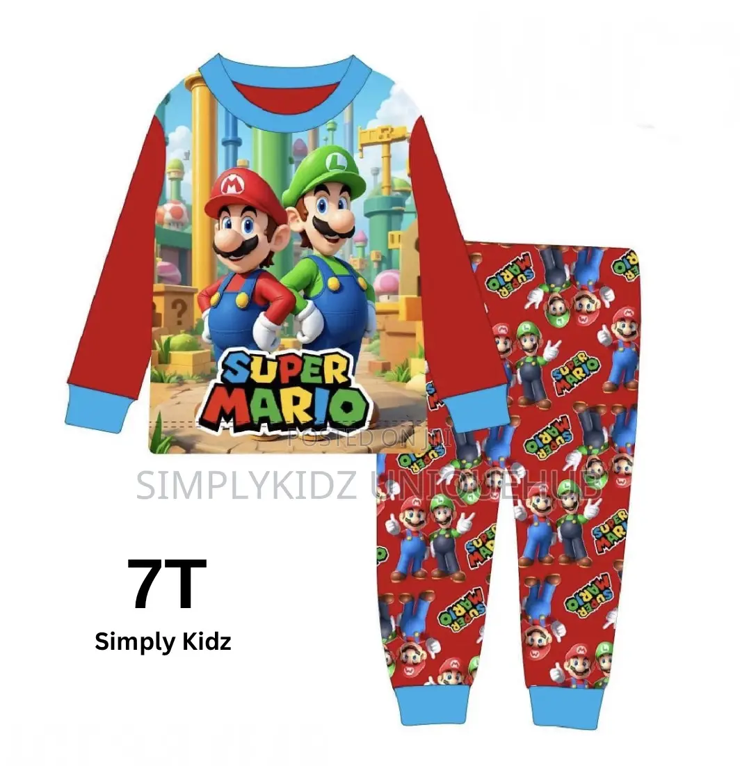 Super Mario Cartoon Character Pyjama Set - 7t