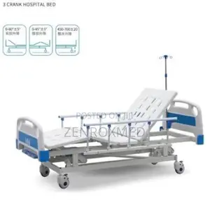 Hospital Bed — 3-Crank Abs Manual (With Side Rails + Drip Stand)