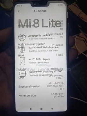Xiaomi Mi 8 Lite 128 GB Black