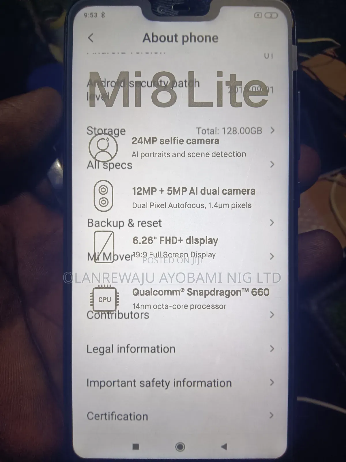 Xiaomi Mi 8 Lite 128 GB Black