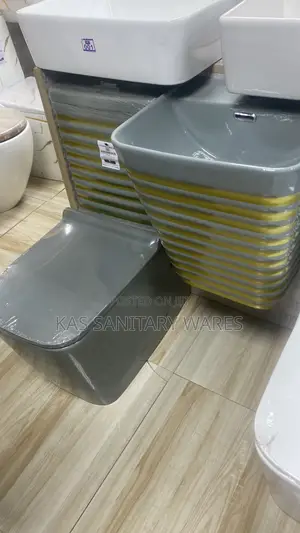 Luxurious Striped Ceramic Toilet Sink Set – Bold Modern Elegance
