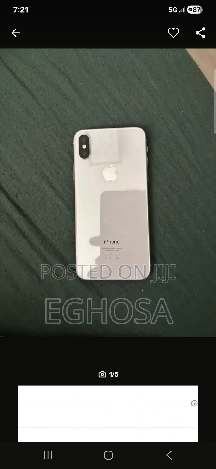 Apple iPhone X 64 GB White