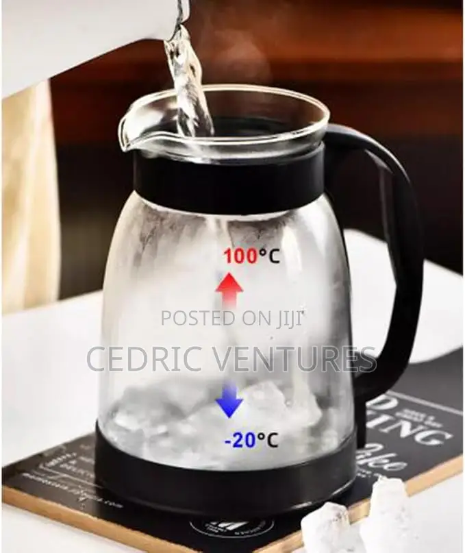 Heat Resistant Glass Teapot Water Jug With Lid - 2000ml