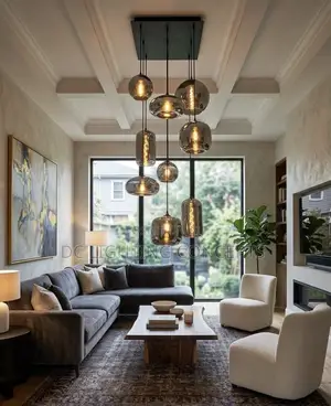 Creative Post Modern Luxury Smokey Glass Pendant Chandelier.